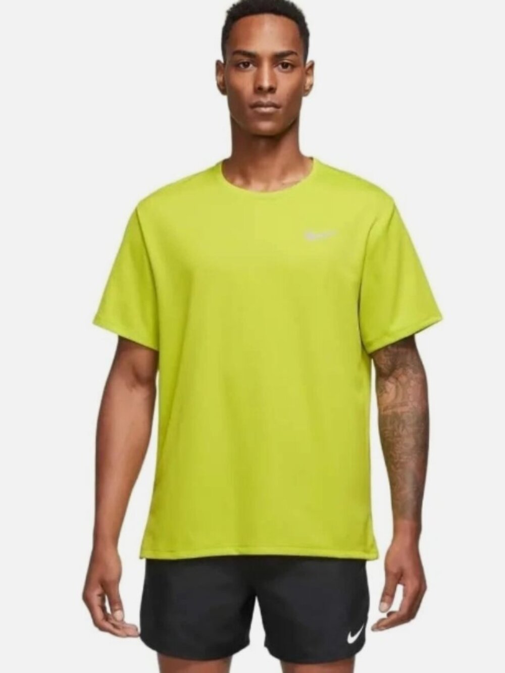 Nike Men's DRI-FIT UV Miler Short Sleeve Running Top (Bright Cactus/Reflective S